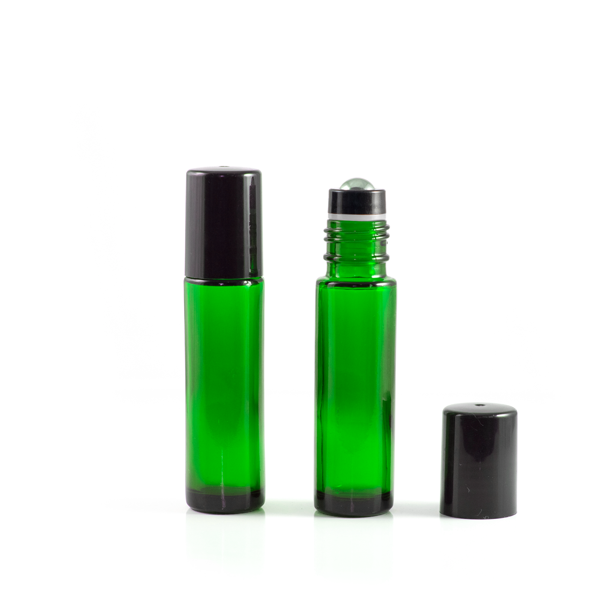 10ml butelka zielona z nasadką z kulką ze stali nierdzewnej oraz czarną nakrętką (5szt.)