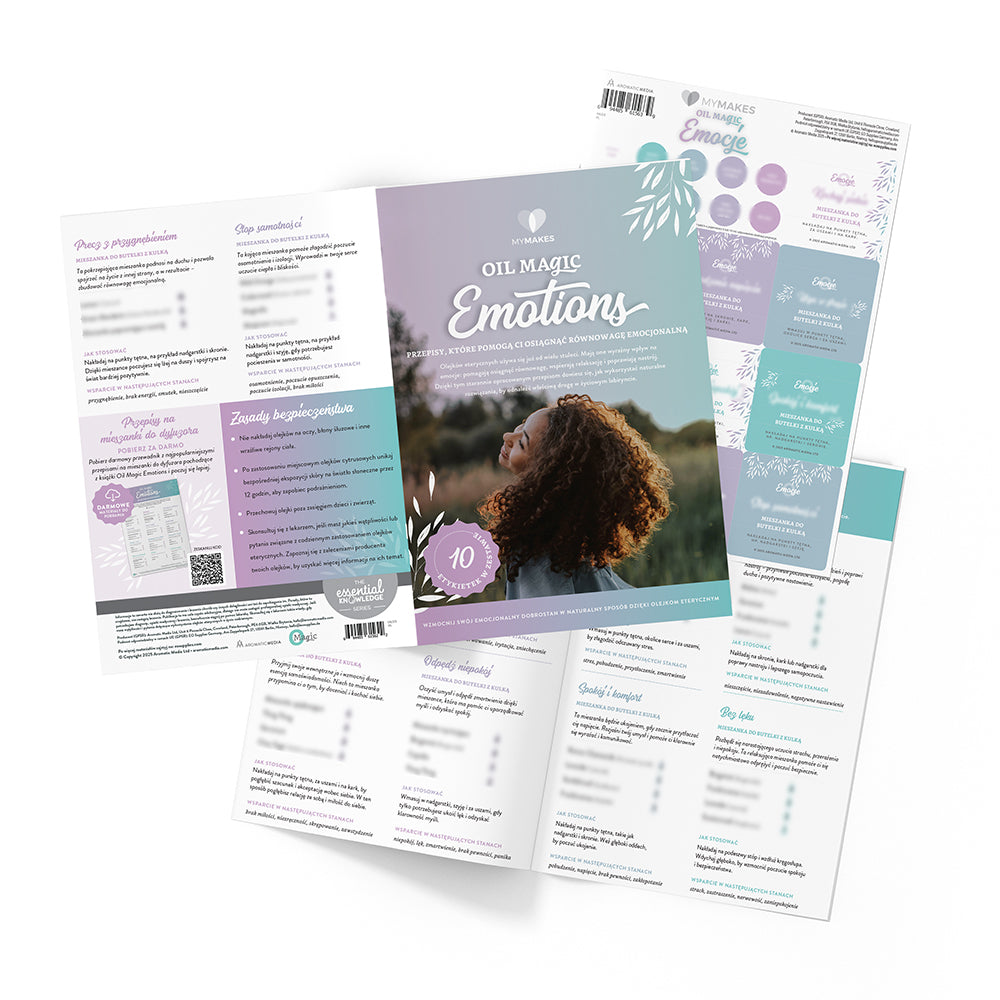 MyMakes: Oil Magic Emotions, przepisy, które pomogą Ci osiągnąć równowagę emocjonalną 1 szt. j.polski (broszura + zestaw naklejek)