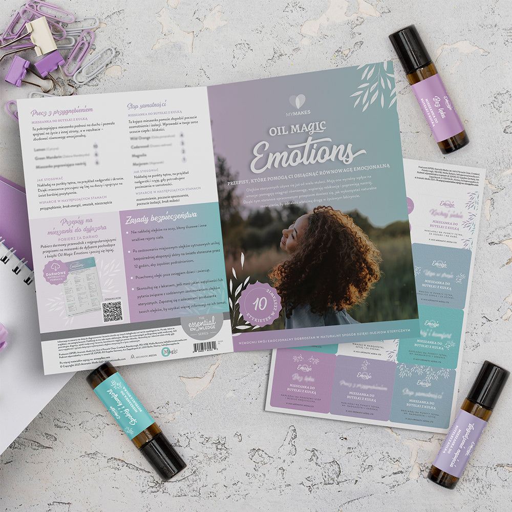 MyMakes: Oil Magic Emotions, przepisy, które pomogą Ci osiągnąć równowagę emocjonalną 1 szt. j.polski (broszura + zestaw naklejek)
