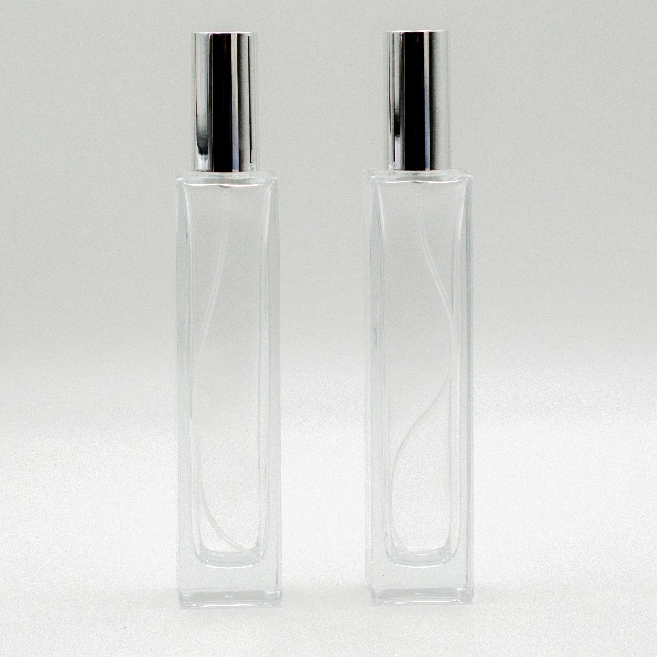 100ml szklane, przezroczyste, kwadratowe butelki z nasadką spray - mgiełka (2 szt.)