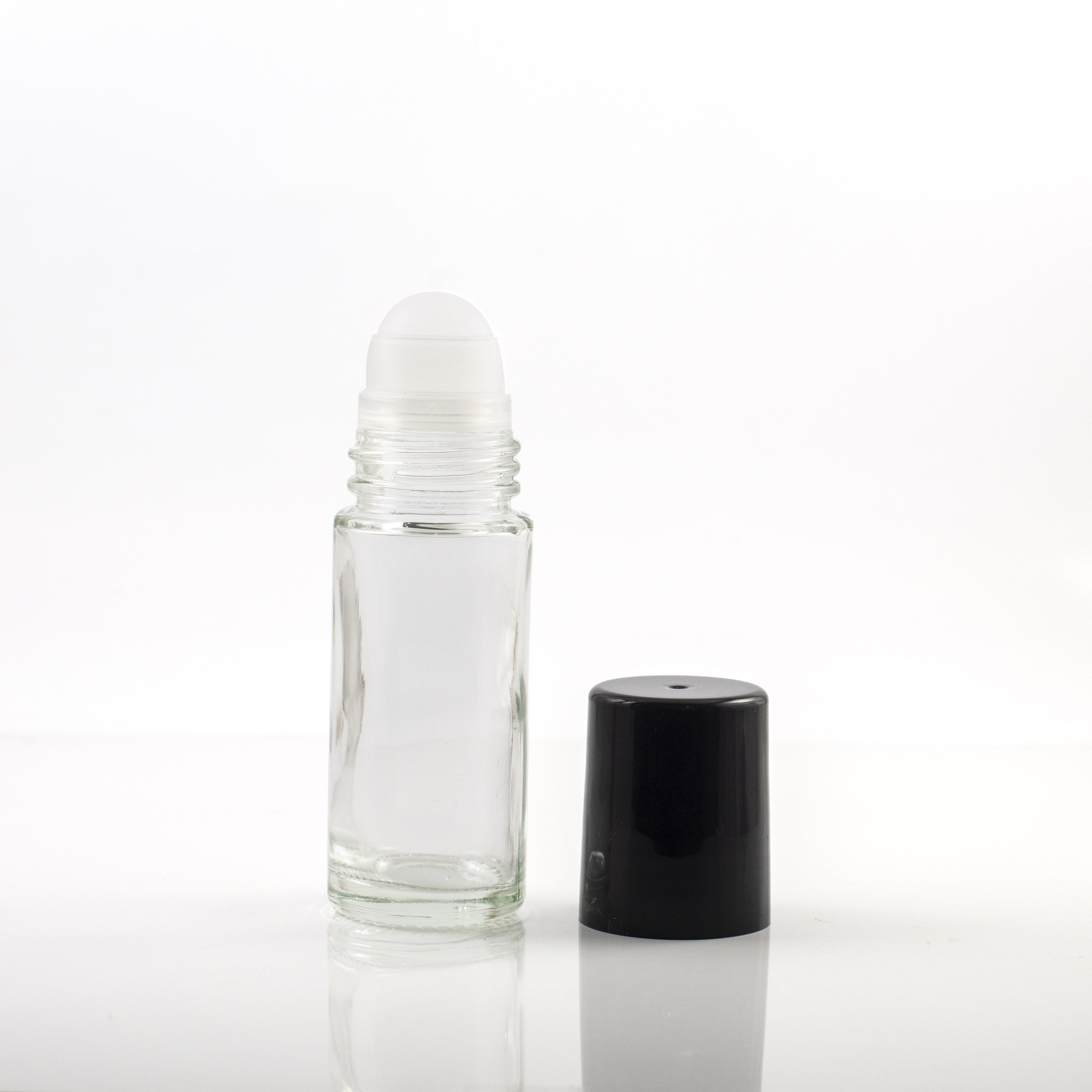 30 ml przezroczysta szklana butelka typu Jumbo Roll-on z czarną nakrętką (zestaw 2 szt.)