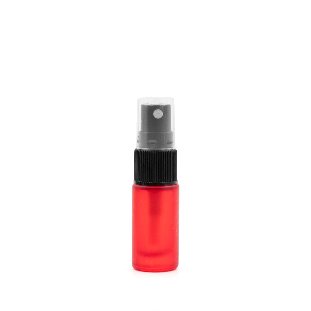 5ml szklana butelka czerwona (efekt szronu) z nasadką spray (5szt.)
