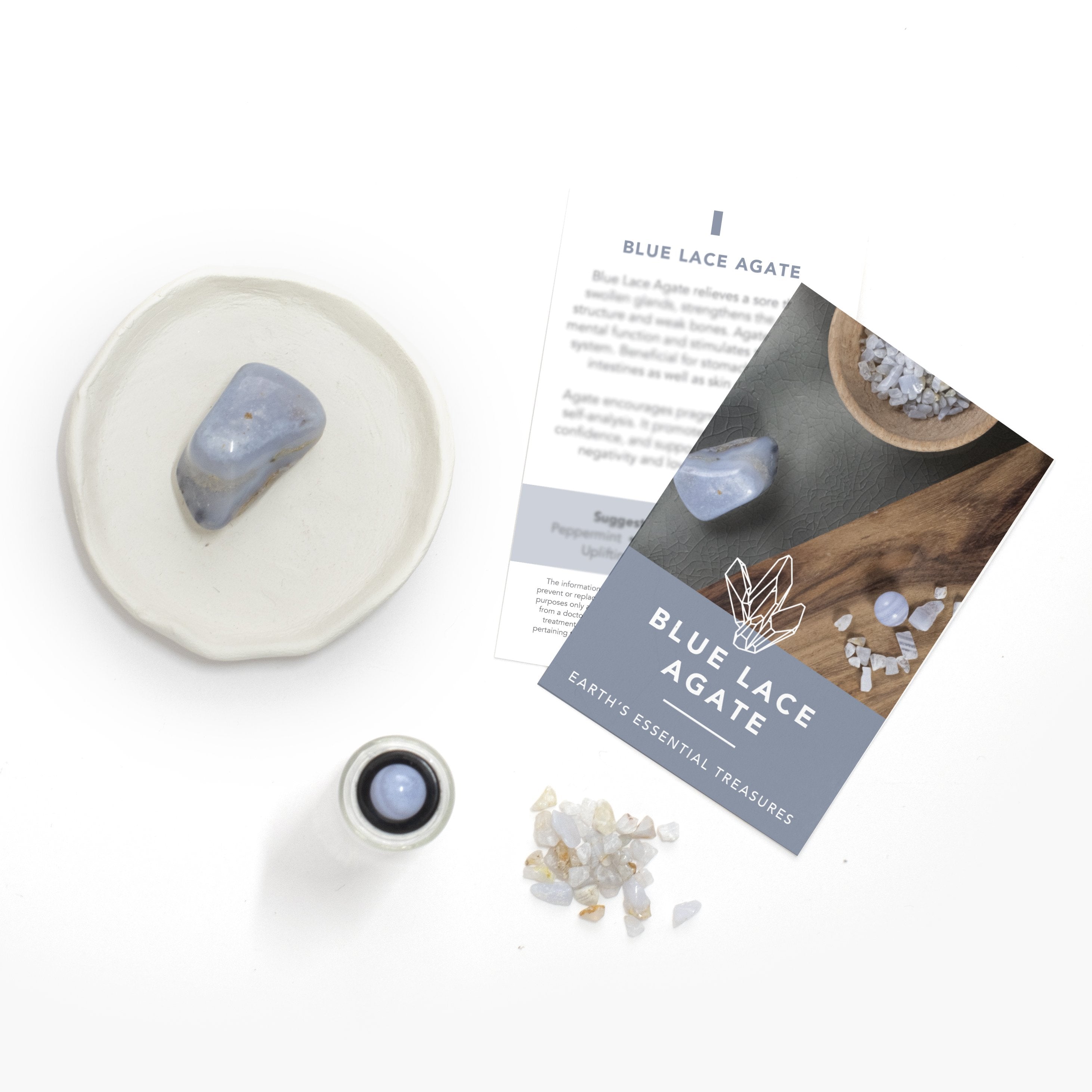 Niebieski agat koronkowy nasadka z kulką do butelek typu rollon 5 i 10ml (3 szt.)