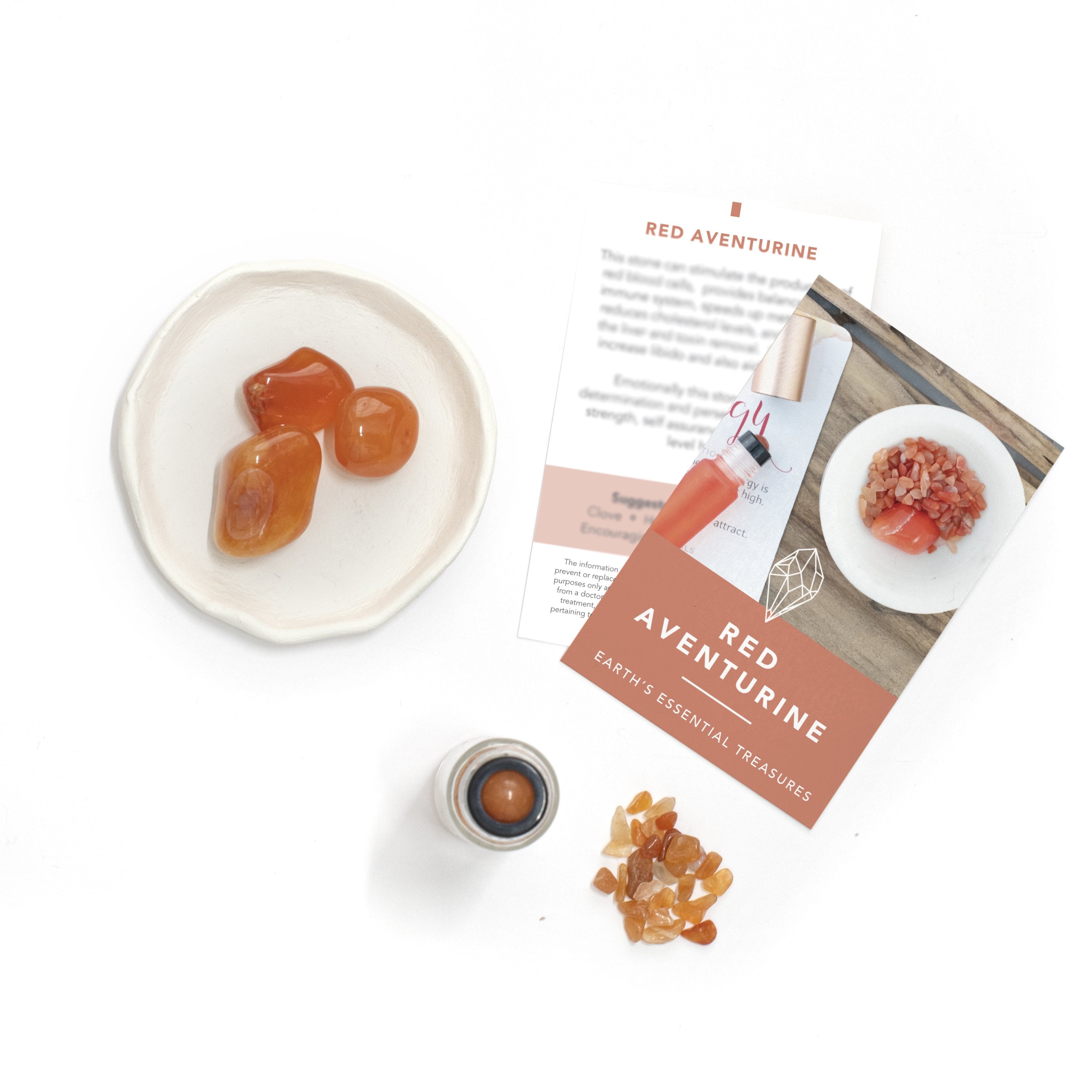 Czerwony awenturyn nasadki z kulką na butelki typu rollon 5 i 10ml (3 szt.)