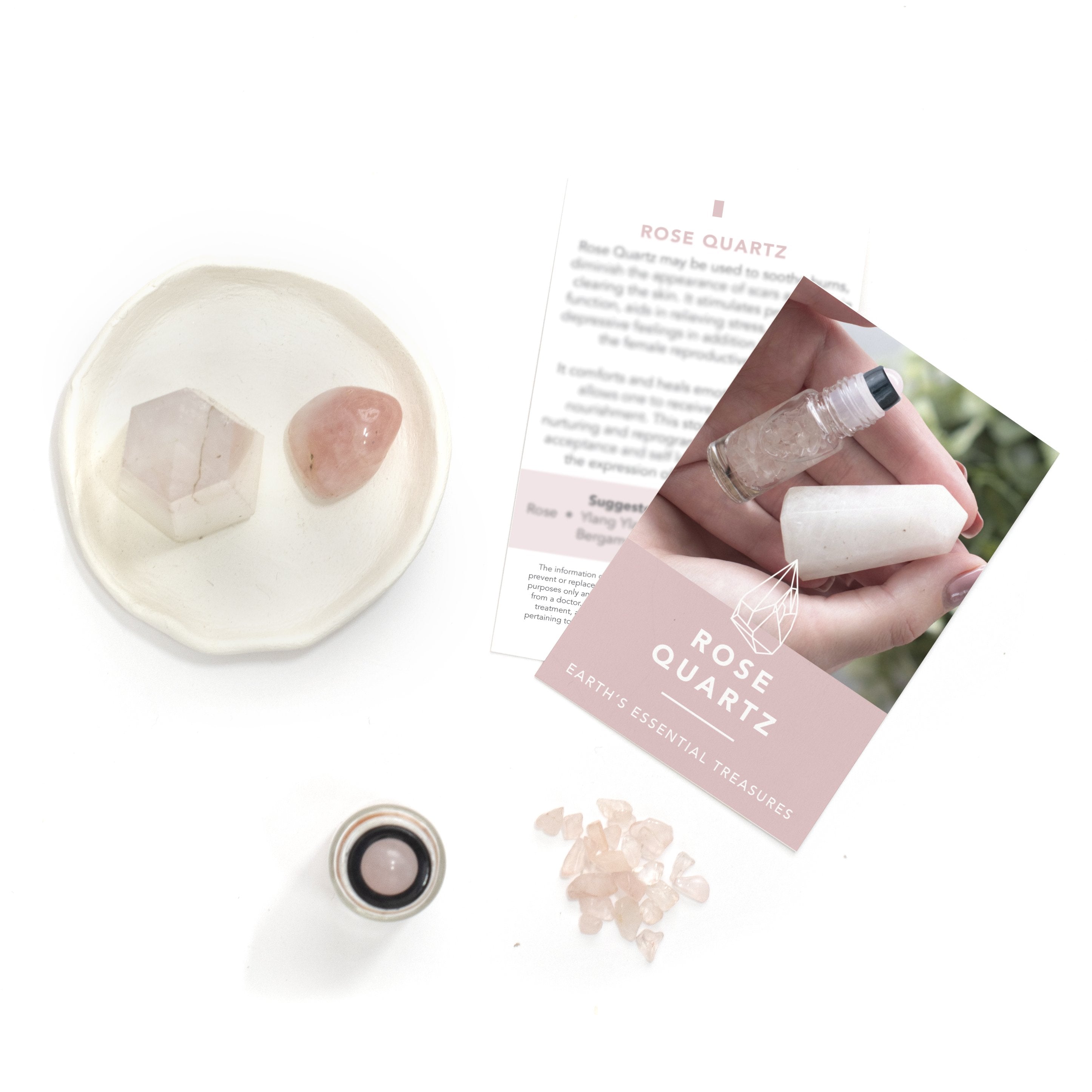 Różowy kwarc nasadki z kulką na butelki typu rollon 5 i 10 ml (3 szt.)